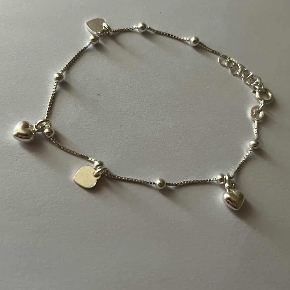 Elegant Sterling Silver Heart Charm Bracelet